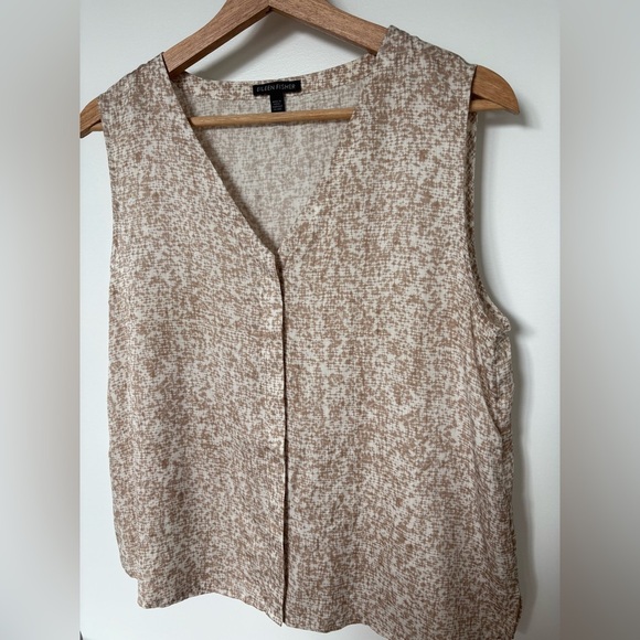 Eileen Fisher Prism Silk Blend V-Neck Top | Size Small - Picture 4 of 8